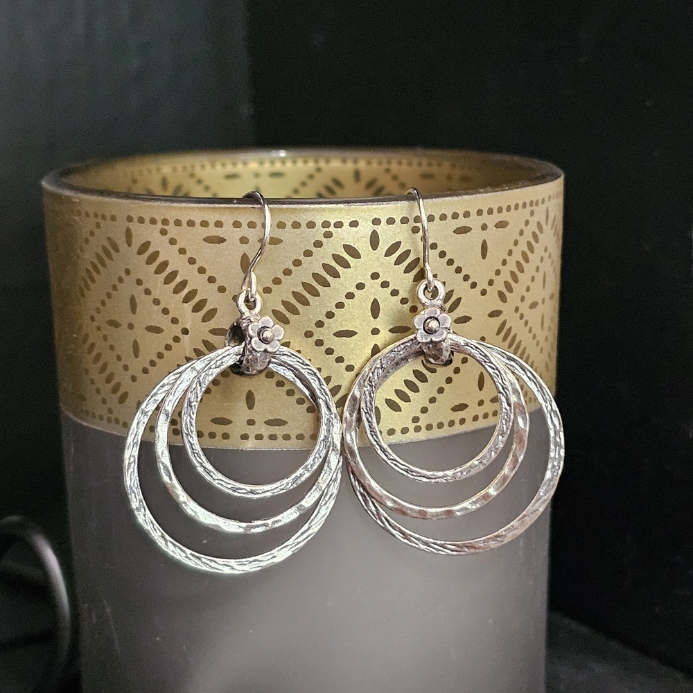 Didae Sterling 925 Silver Triple Circle Dangle Earrings - Picture 6 of 11